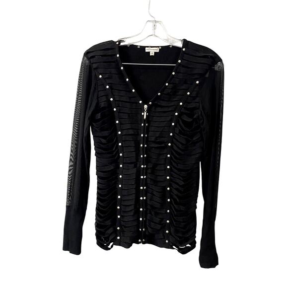 Black long-sleeved studded cardigan top by Boston Proper Size M - Picture 1 of 7